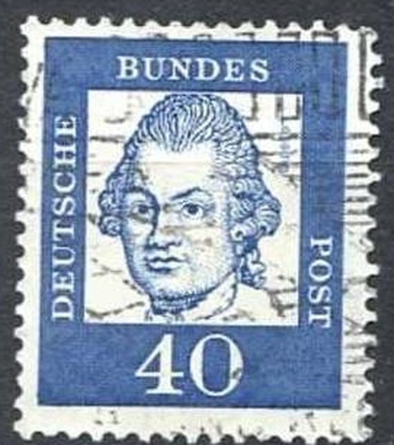 Alemania 1961 Scott 832 Sello º Escritor Gotthold Ephraim Lessing 40pf Allemagne Duitsland Germania Germany Alemagne Deutschland